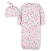 Gerber&reg; 2-Piece Roses Gown and Cap Set in Pink