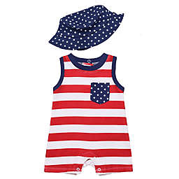 Baby Starters® 2-Piece Stars and Stripes Sleeveless Romper and Hat Set