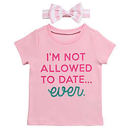 Start-Up Kids® BWA® 2-Piece Not Allowed to Date Slogan T-Shirt Set in Pink
