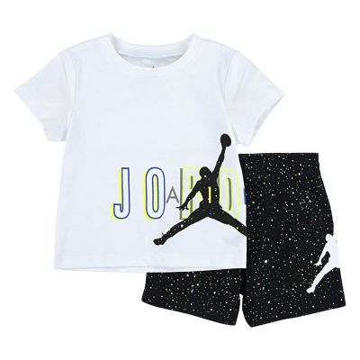Jordan&reg; Size 6M 2-Piece Speckle Air Jumbled T-Shirt and Short Set in White/Black