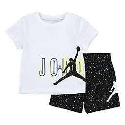 Jordan® Size 6M 2-Piece Speckle Air Jumbled T-Shirt and Short Set in White/Black