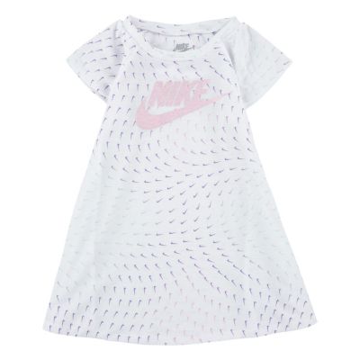 Nike&reg; Size 2T Essentials Swoosh Wave Dress with Diaper Cover in White