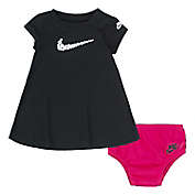 Nike&reg; Sport Size 3M 2-Piece Daisy T-Shirt Dress and Diaper Cover in Black/Pink