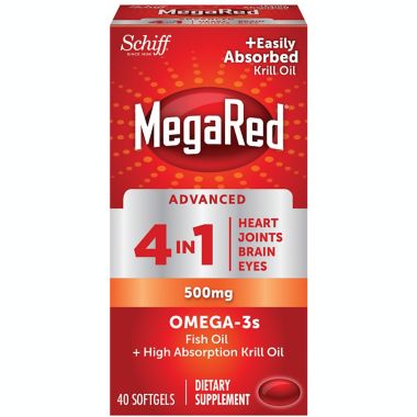 Schiff&reg; MegaRed&reg; 40-Count Advanced 4in1 500mg Omega-3s Softgels. View a larger version of this product image.