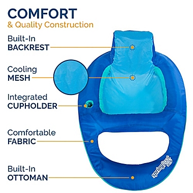 SwimWays&reg; Spring Float Sit-Up Pool Recliner in Blue. View a larger version of this product image.
