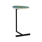 Everly House Presson C-Shaped Accent Table in Sea Blue/Green