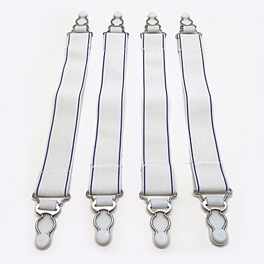adjustable spanner bed fasteners 54-120 cm Set of 4 sheet straps in white 