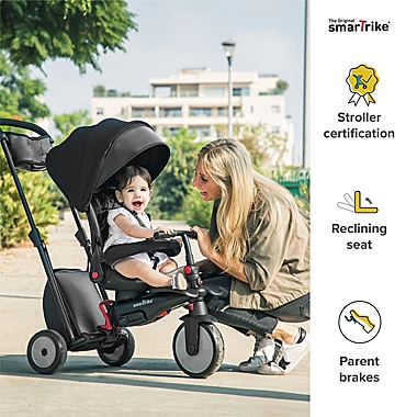 smarTrike&reg; STR7 7-in-1 Folding Stroller Trike in Black. View a larger version of this product image.