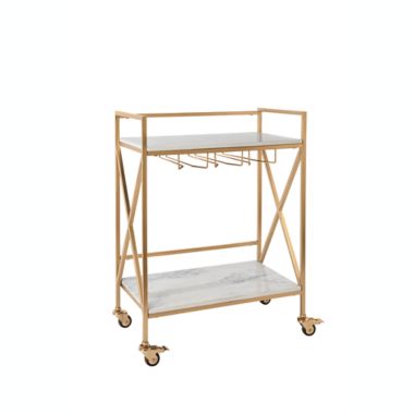 Everhome&trade; Marble Bar Cart in White/Gold. View a larger version of this product image.