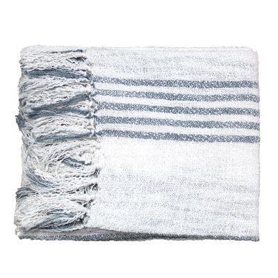 Everhome&trade; Coastal Stripe Outdoor Throw Blanket in White/Blue