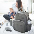 Alternate image 6 for JuJuBe&reg; Million Pockets Faux Leather Deluxe Diaper Backpack in Earth Leather