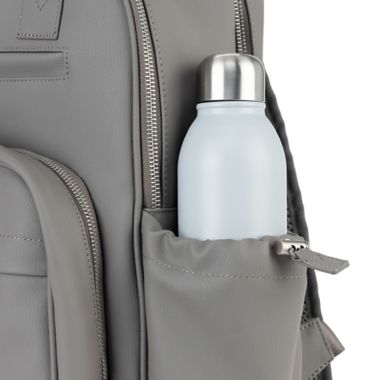 JuJuBe&reg; Million Pockets Faux Leather Deluxe Diaper Backpack in Earth Leather. View a larger version of this product image.