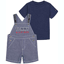 Tommy Hilfiger® Size 6-9M 2-Piece Denim Shortall Set with Chest Logo