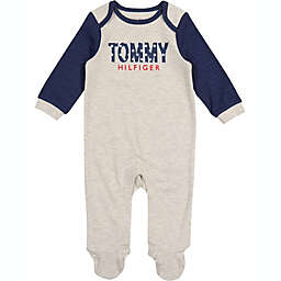 Tommy Hilfiger Coverall Footie in Oatmeal/Navy
