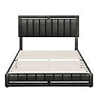 Alternate image 6 for E-Rest Huxley King Linen Upholstered Platform Bed in Charcoal
