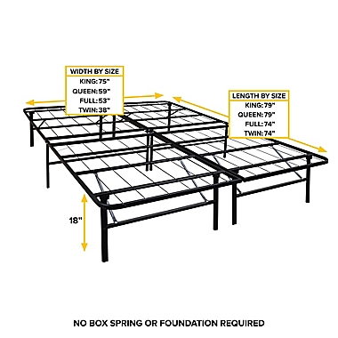 E-Rest 18-Inch Metal Platform Bed Frame in Black. View a larger version of this product image.