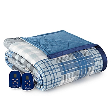 Micro Flannel&reg; Electric Heated Full Comforter/Blanket in Plaid. View a larger version of this product image.