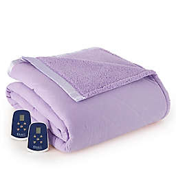 Micro Flannel® Reversible Sherpa Electric Heated Twin Blanket in Purple