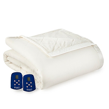 Micro Flannel&reg; Ultra Velvet Reversible Electric Heated King Blanket in Vanilla. View a larger version of this product image.