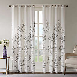Madison Park® Cecily 95-Inch Printed Grommet Semi-Sheer Window Curtain Panel in Grey (Single)