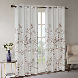Madison Park® Cecily 95-Inch Printed Grommet Semi-Sheer Window Curtain Panel in Mauve (Single)