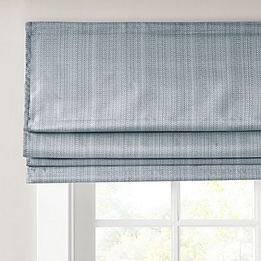 Madison Park&reg; Galen 23-Inch x 64-Inch Basketweave Room Darkening Roman Shade in Blue. View a larger version of this product image.