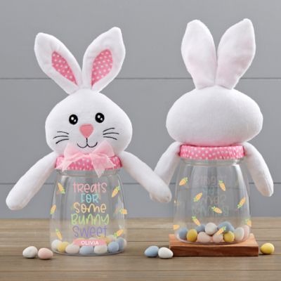 Plush Bunny Rabbit Throw Blanket 50 x 60" Girl & Boy Easter Bunnies w/Glasses 