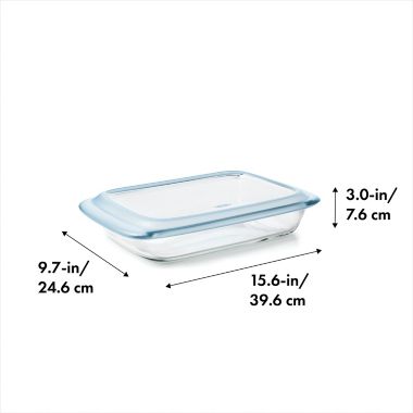 OXO Good Grips&reg; 3 qt. Oblong Glass Baking Dish with Lid. View a larger version of this product image.