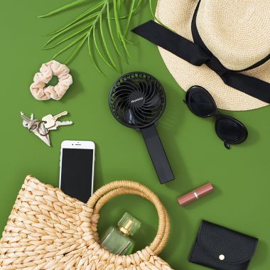 Holmes&reg; 17040 4-Inch 3-Speed Rechargeable Portable Fan in Black. View a larger version of this product image.