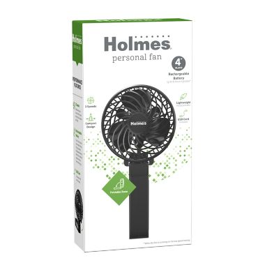 Holmes&reg; 17040 4-Inch 3-Speed Rechargeable Portable Fan in Black. View a larger version of this product image.