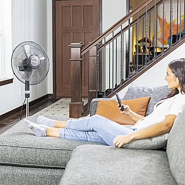 Holmes&reg; 17047 17.5-Inch 3-Speed Oscillating Floor Fan in Black. View a larger version of this product image.