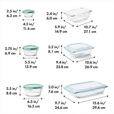 OXO Good Grips&reg; 14-Piece Glass Baking Dish Set with Lids. View a larger version of this product image.