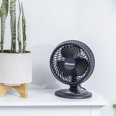 Holmes&reg; Blizzard 17039 11.41-Inch 2-Speed Oscillating Table Fan in Black. View a larger version of this product image.