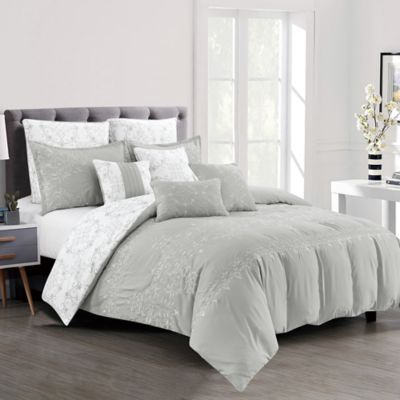 Elight Home Eustacia Luxury 9-Piece Queen Comforter Set in Grey