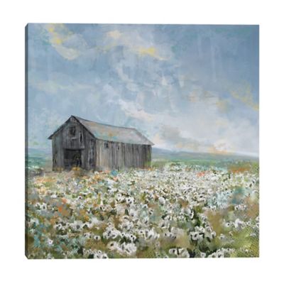 Masterpiece Art Gallery Barn with White Poppies 35Inch Square Canvas