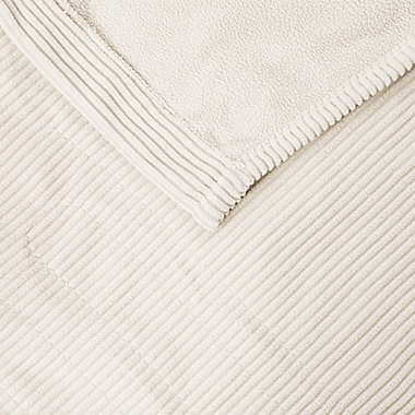 Beautyrest Heated Ribbed Micro Fleece King Blanket in Ivory. View a larger version of this product image.
