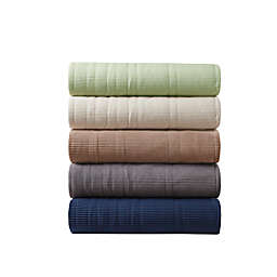 Beautyrest Heated Ribbed Micro Fleece Twin Blanket in Natural