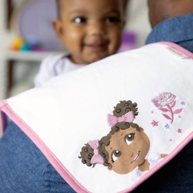 Little Muffincakes&trade; 3-Pack Zhara Baby Burp Cloth Set in Pink. View a larger version of this product image.