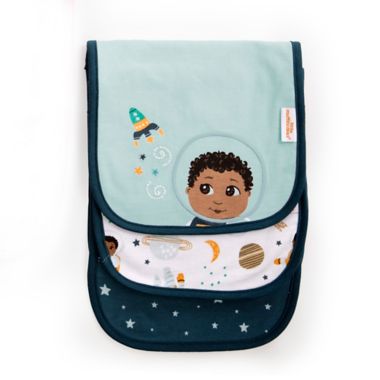 Little Muffincakes&trade; Ashton 3-Pack Baby Burp Cloths in Blue. View a larger version of this product image.