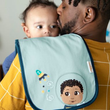 Little Muffincakes&trade; Ashton 3-Pack Baby Burp Cloths in Blue. View a larger version of this product image.