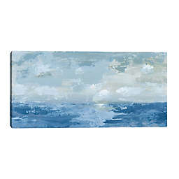 Masterpiece Art Gallery Silver Blue Sea 24-Inch x 48-Inch Canvas Wall Art