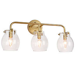 ZEVNI 3-Light Gourd Shape Clear Glass Shade Wall Lamp in Gold