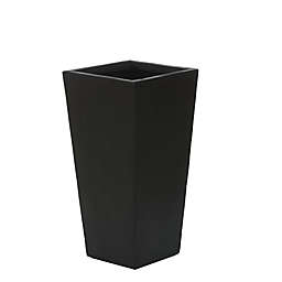 Luxen Home Tall Tapered Square Magnesium Oxide Indoor/Outdoor Planter in Black