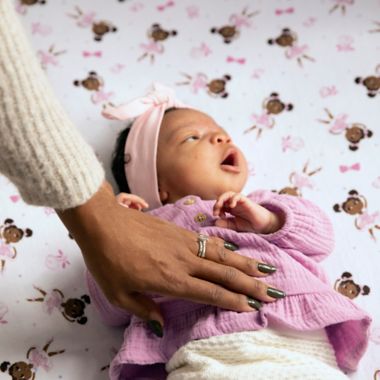 Little Muffincakes&trade; Zhara Fitted Crib Sheet in Pink. View a larger version of this product image.