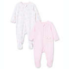 Alternate image 0 for Little Me&reg; Size 3M 2-Pack Fluffy Love Footie Pajamas in Pink