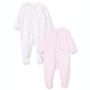 Little Me&reg; Newborn 2-Pack Fluffy Love Footie Pajamas in Pink