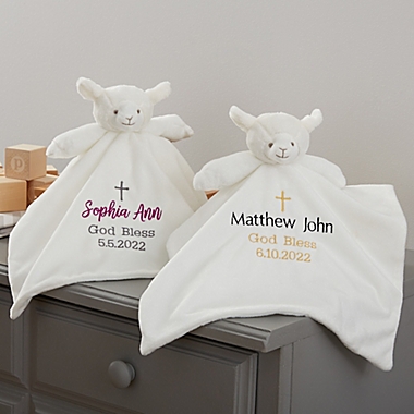 Christening Cross Personalized Lamb Blankie. View a larger version of this product image.