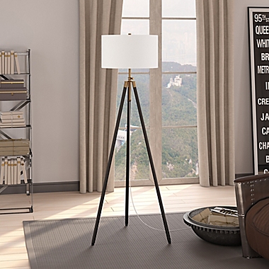 Hudson&amp;Canal&reg; Kahn Floor Lamp in Blackened Bronze/Antiqued Brass. View a larger version of this product image.