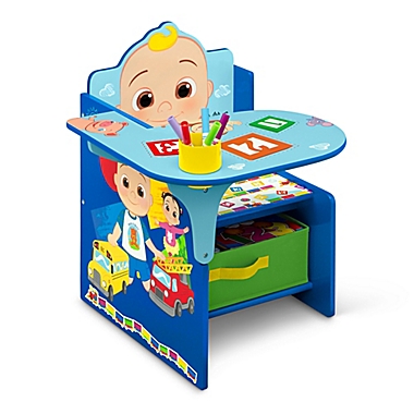 Delta Children CoComelon Chair Desk with Storage Bin in Blue. View a larger version of this product image.