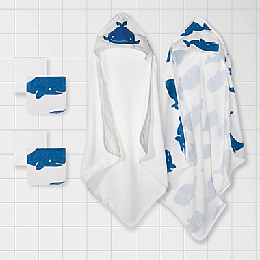 mighty goods&trade; 6-Piece Whale Towels and Washcloths Set in Blue/White. View a larger version of this product image.